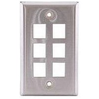 WALL PLATE, STAINLESS STEEL, 6 MODULE