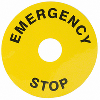 22mm Ind Ctrl Emergency Stop Label For A02Es Yellow W/Text "Emergency Stop"