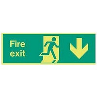 SIGN, GLOW 1 FIRE EXIT, 150X400, RP