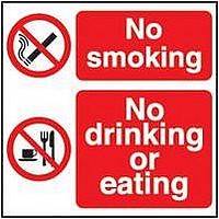 SIGN, NO SMOKING NO DRINKING OR EATING